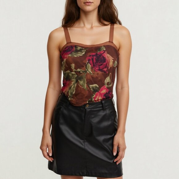 Vintage Rampage Floral Sheer Lined Sleeveless Top Sz S - Picture 1 of 5